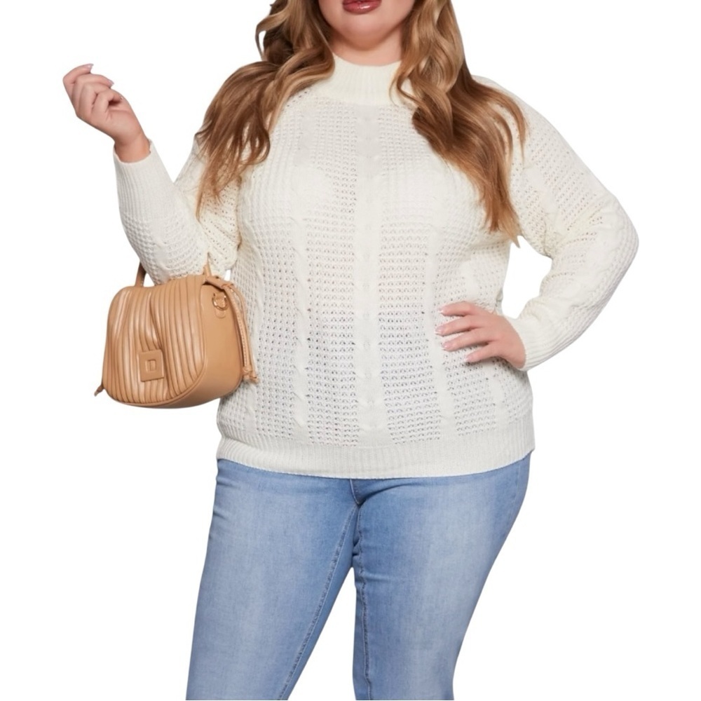Elegant Cream Sweater for Women, Plus Size 3X